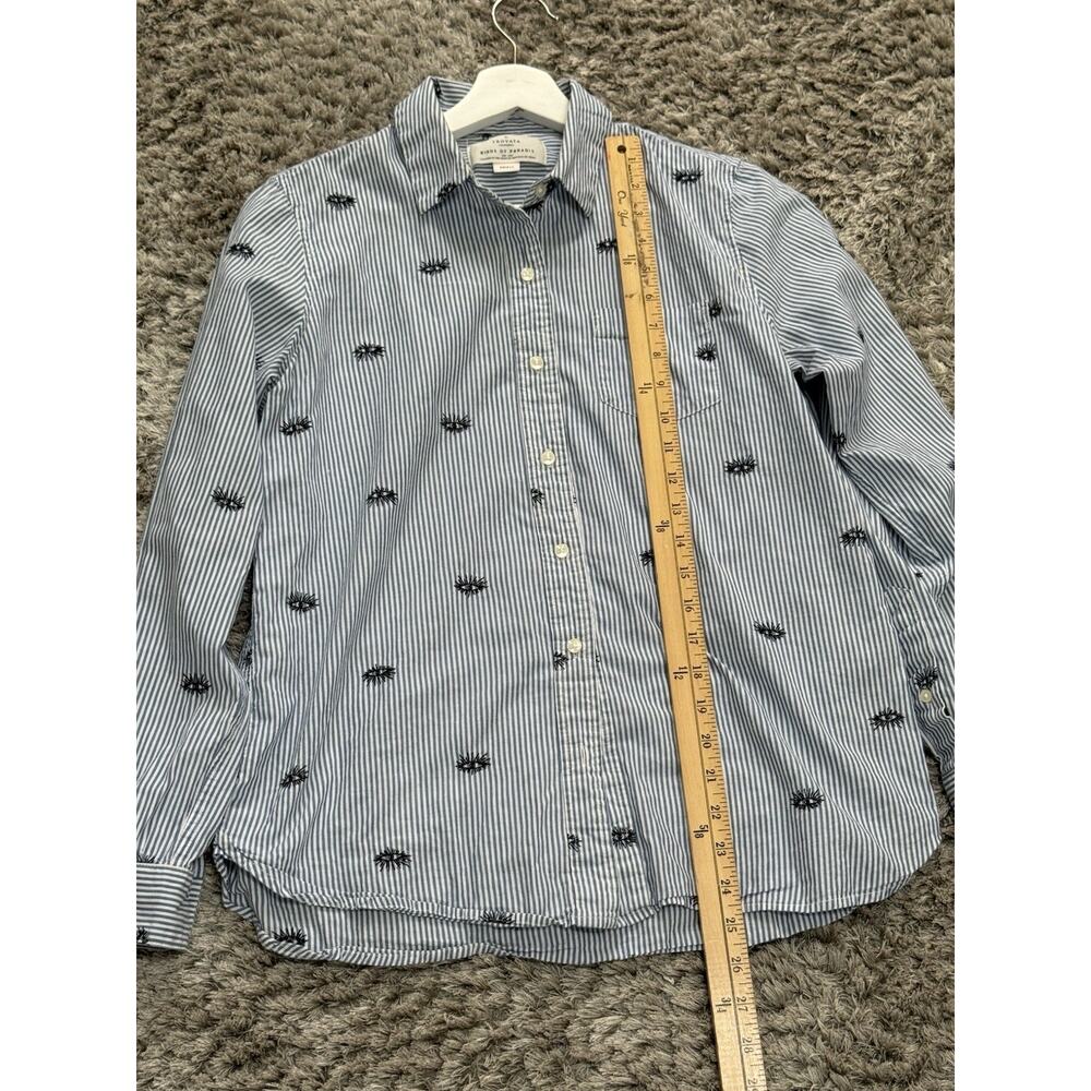 Trovata Birds of Paradis Womens Striped Embroidered Button-Down Shirt Top Size S - Picture 10 of 13